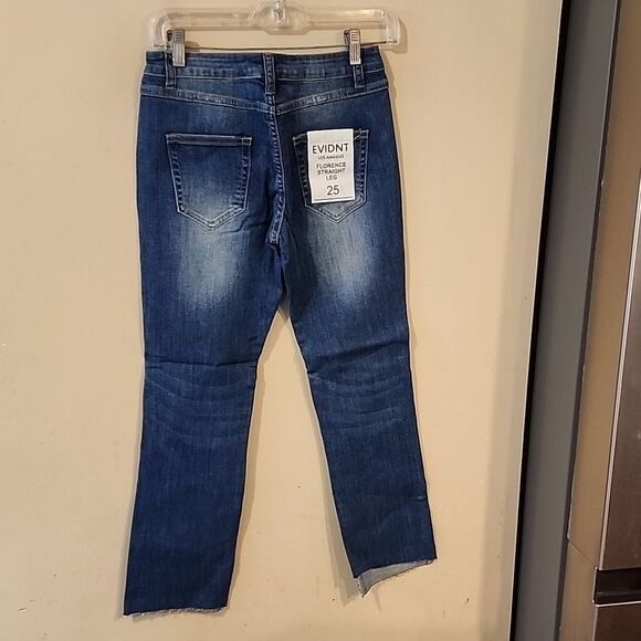 EVIDENT LOS ANGELES FLORENCE STRAIGHT LEG SIZE 25 RAW EDGES NWT - Picture 5 of 5